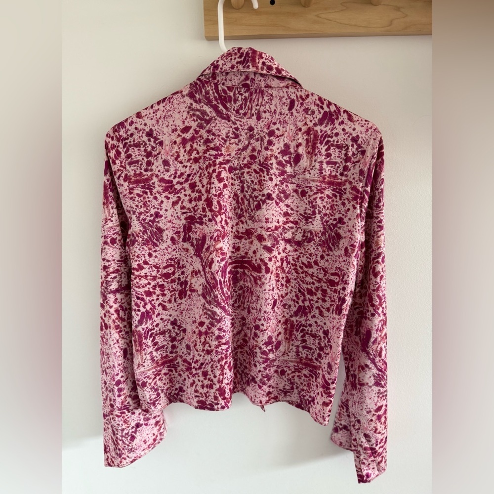 Maison D'Amelie Pink Garden Floral Printed Blouse Size Small - Picture 4 of 5